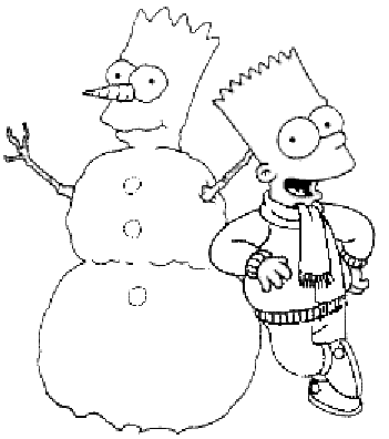coloriage bart simpson et son bonhomme de neige